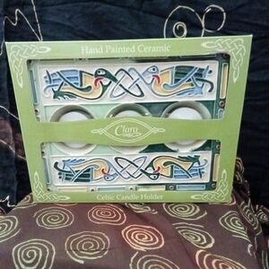 Clara Hand Painted Ceramic Celtic Candle Holder